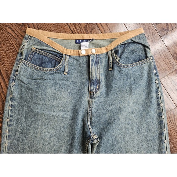 L.A. Blues Vintage 90s Women's Blue Jeans  Size 10 Riveted Hippie Y2K - Picture 7 of 16
